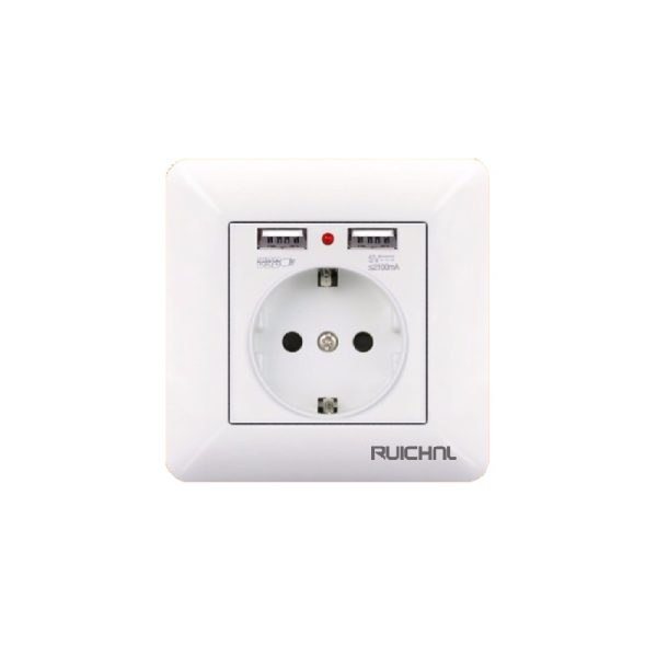 Πρίζα σούκο με 2 θύρες USB - Χωνευτή - 16A - 068509