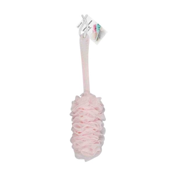 Σφουγγάρι μπάνιου δίχτυ με λαβή - Light Pink - 26186
